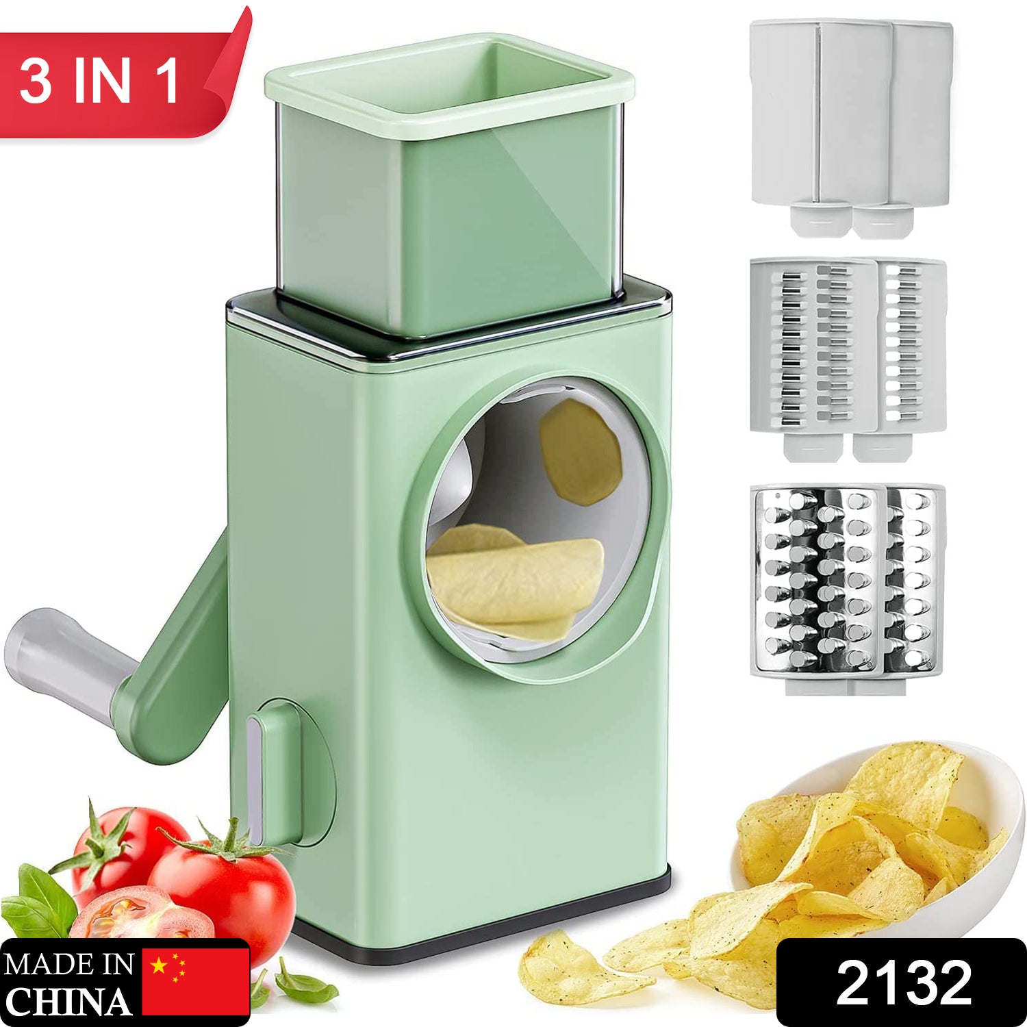 2132 Vegetable Shredder Round Mandolin Slicer, Grater, Shredder Salad Maker - Large Feed Port - Suction Base - Cutter for Vegetable, Fruit, Cookie. DeoDap 2132 Vegetable Shredder Round Mandolin Slicer, Grater, Shredder Salad Maker - Large Feed Port - Suction Base - Cutter for Vegetable, Fruit, Cookie. DeoDap